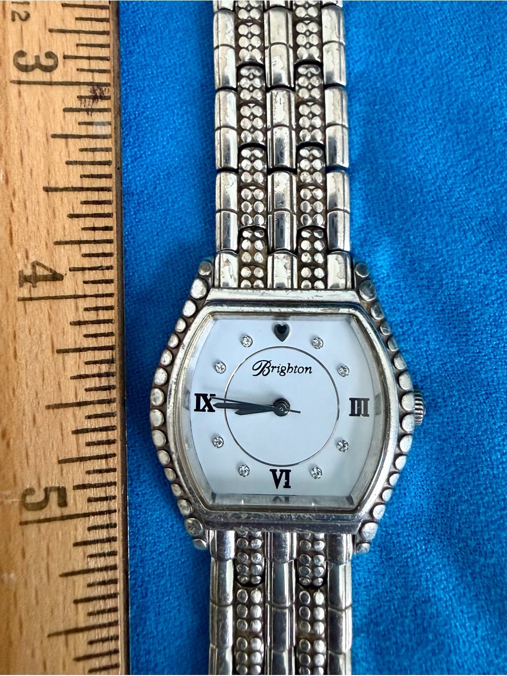 Brighton Berne Silver Tone Bracelet Watch with White Dial with Crystal Accents